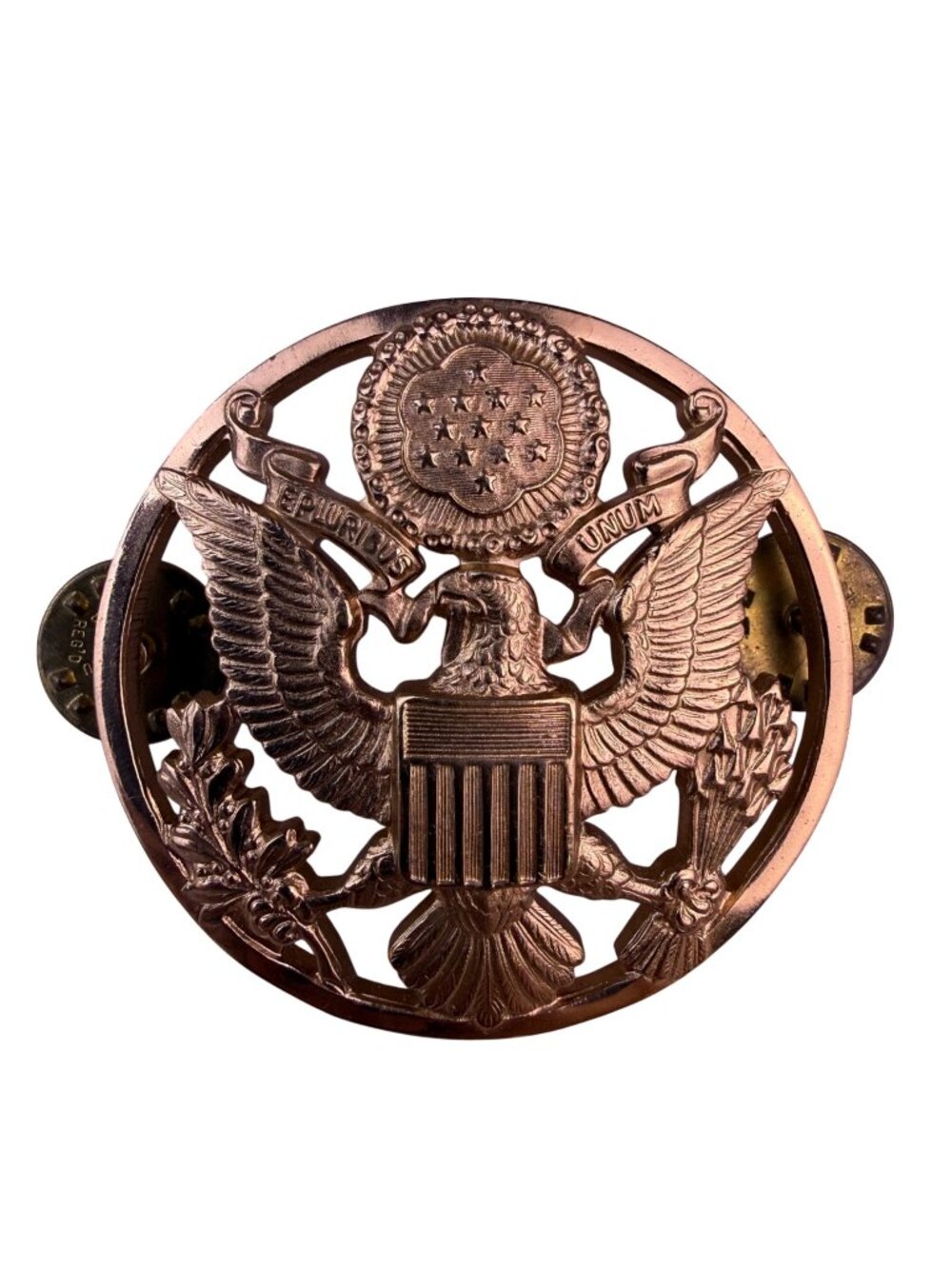Gold Tone Various Metal US Army Eagle Hat Pin Clutch Back Vintage Design